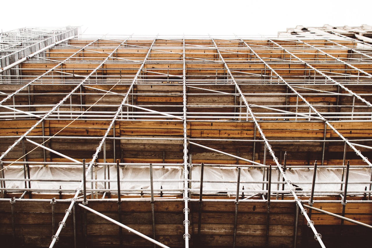 Falsework supporting a bridge deck